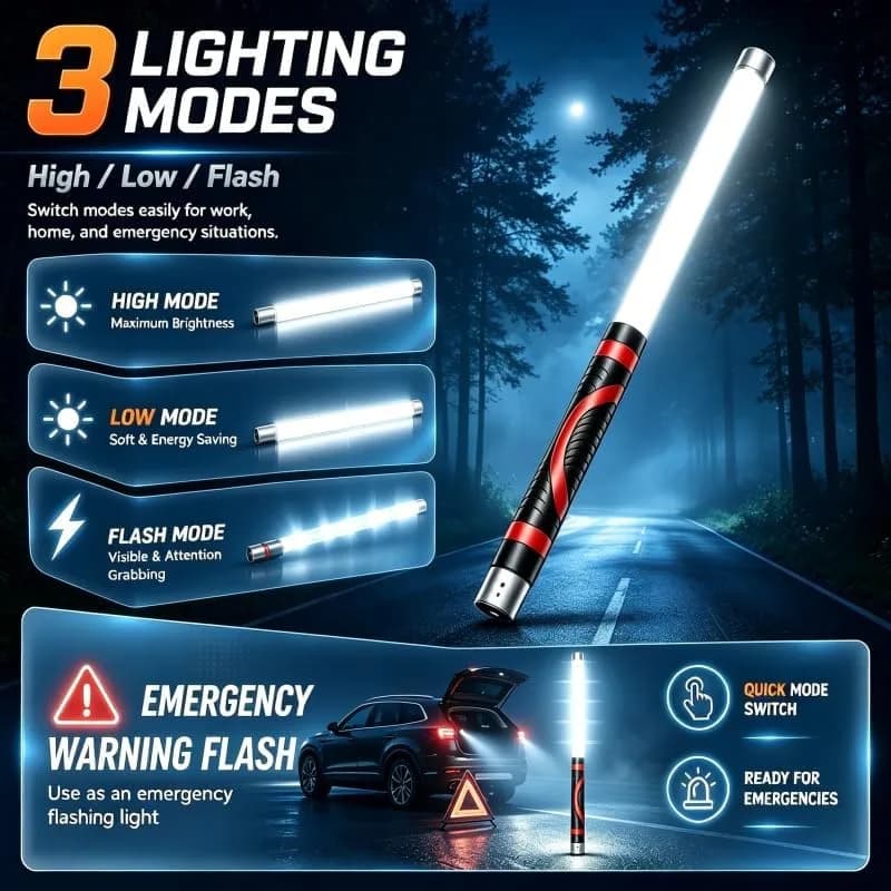 flexible LED flashlight stick size and dimensions