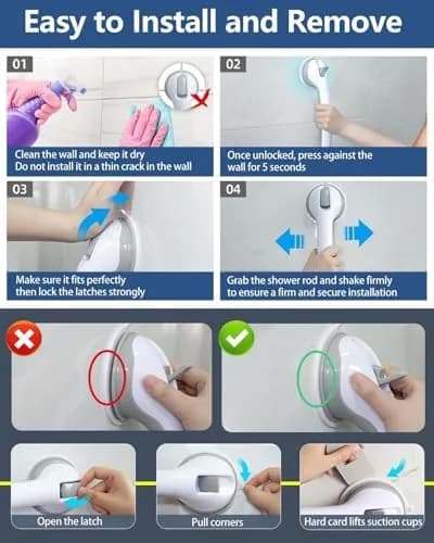 suction cup shower grab bar how to use