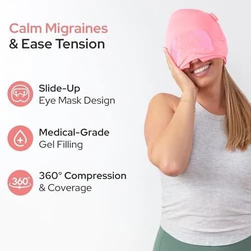 migraine relief cap close-up detail