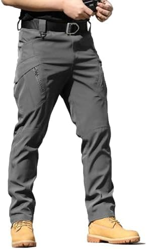 Men's Tactical Cargo Pants, Water-Resistant Quick-Dry Ripstop Work & Hiking Trousers