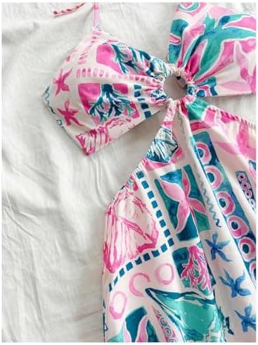 floral halter sundress close-up detail