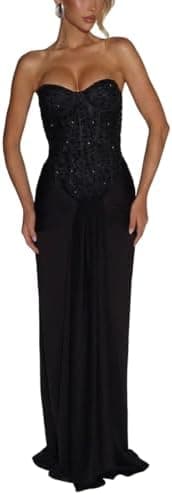 Strapless Corset Maxi Dress for Women, Mermaid Bodycon Formal Evening Gown