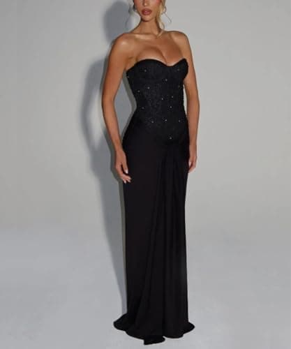 strapless mermaid maxi dress in use