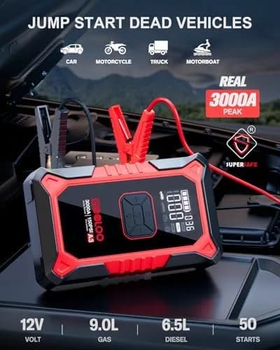 portable jump starter with air compressor close-up