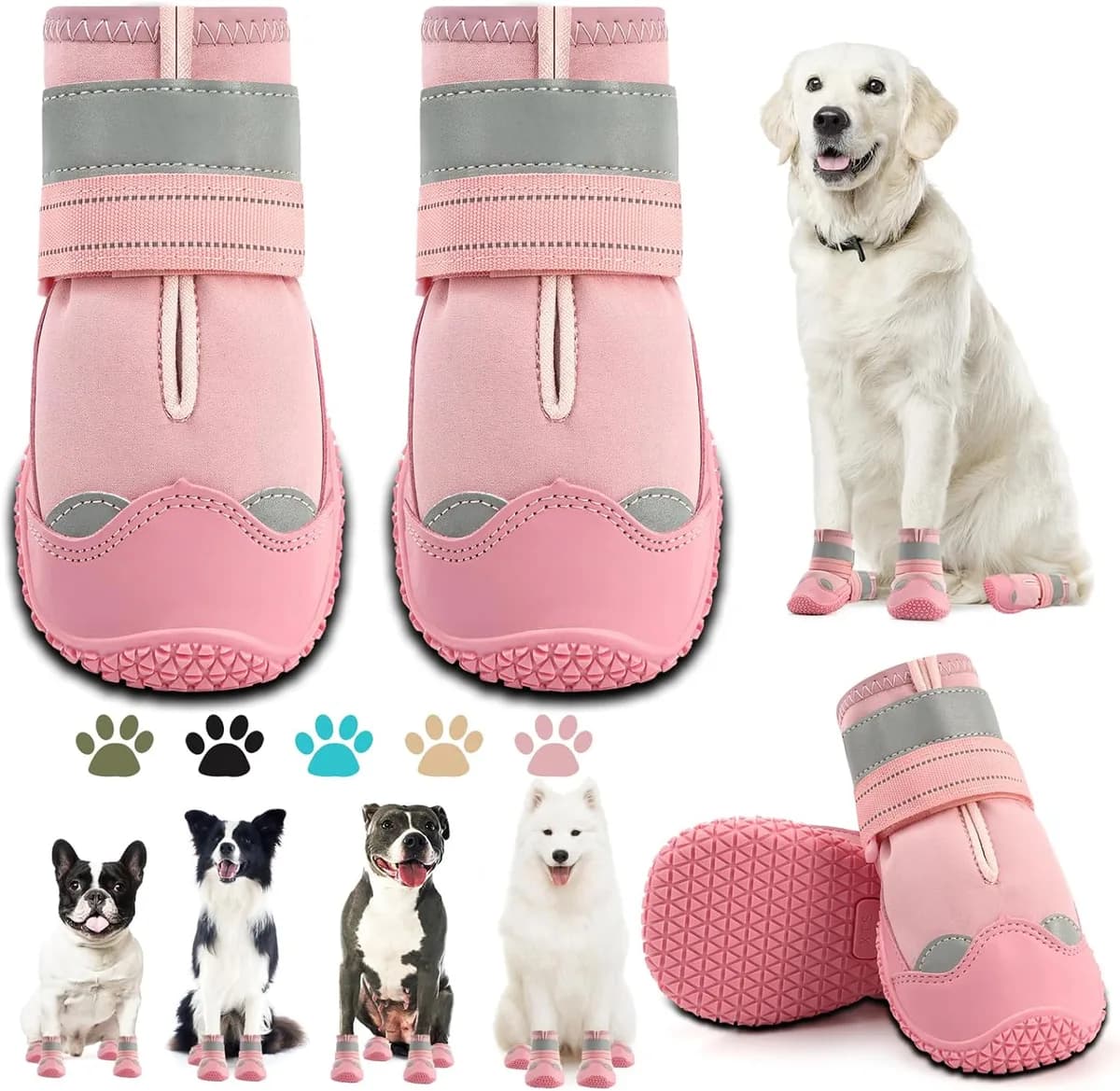 dog boots paw protectors in pink