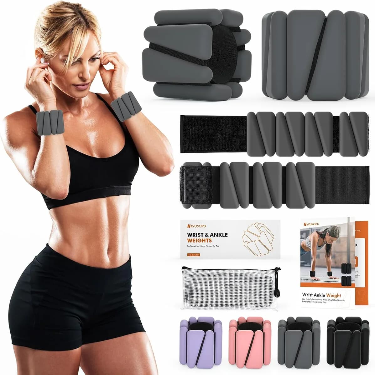 adjustable wrist and ankle weights in grey