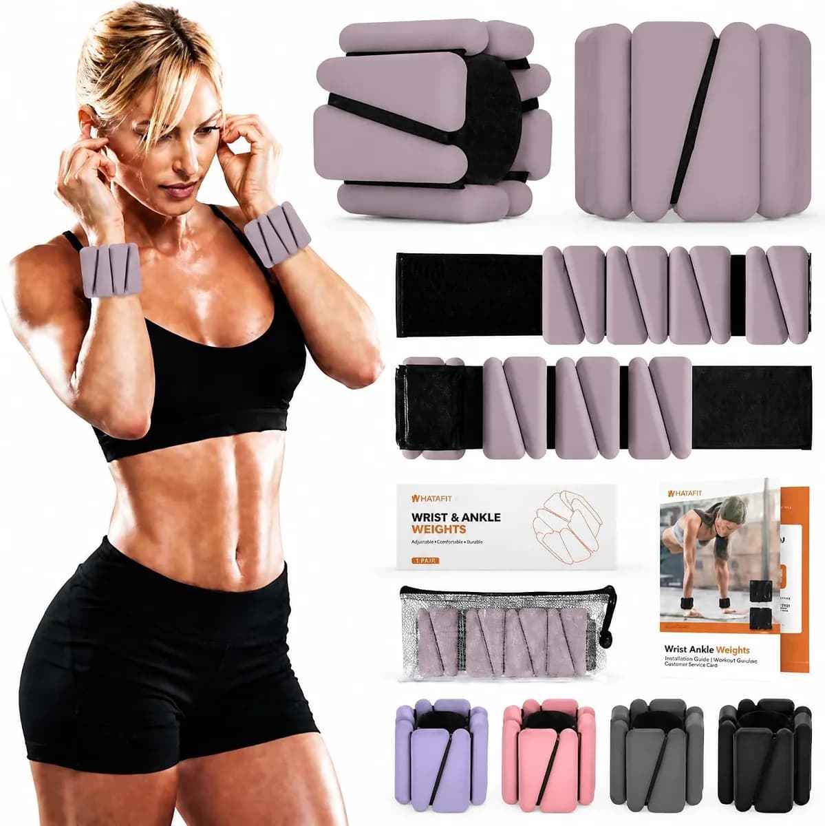 adjustable wrist and ankle weights in dusty pink