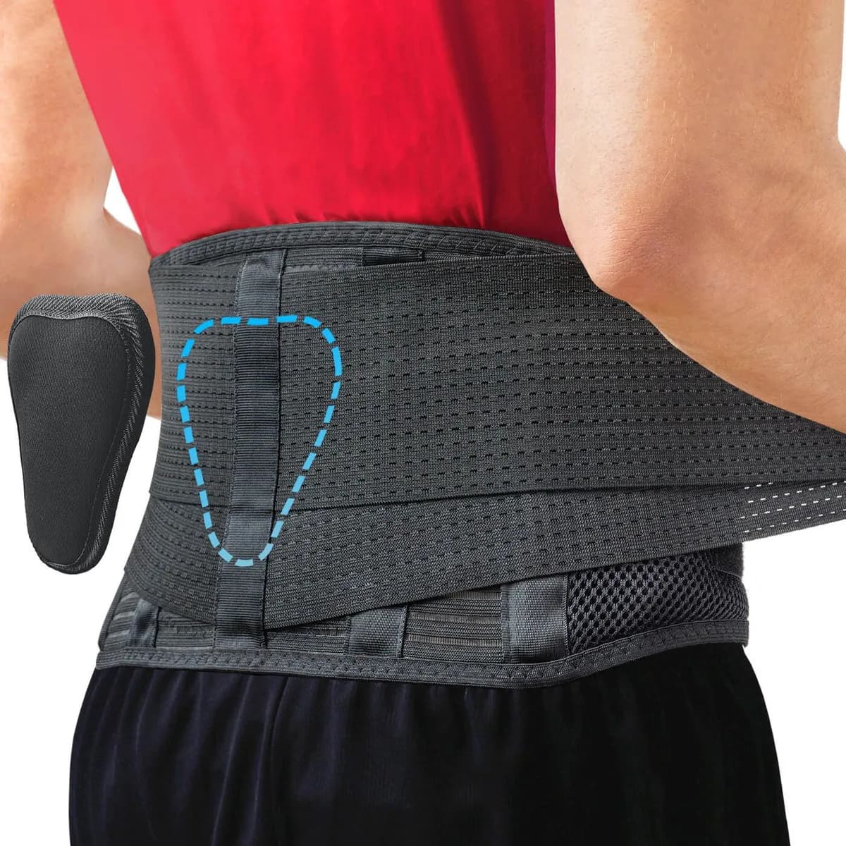 lower back brace with lumbar pad side view