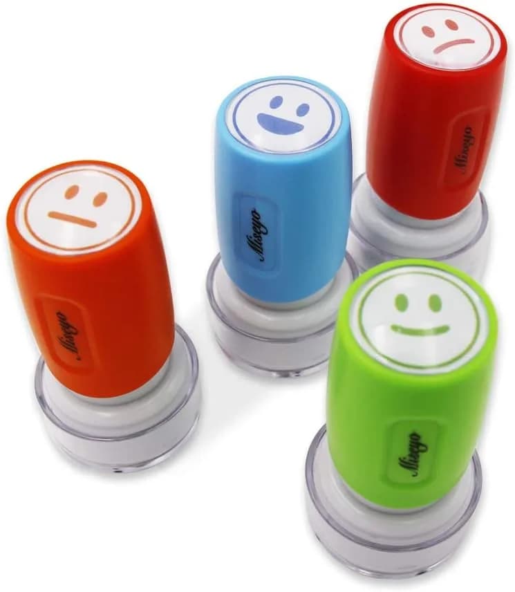 self-inking teacher smiley face stamps