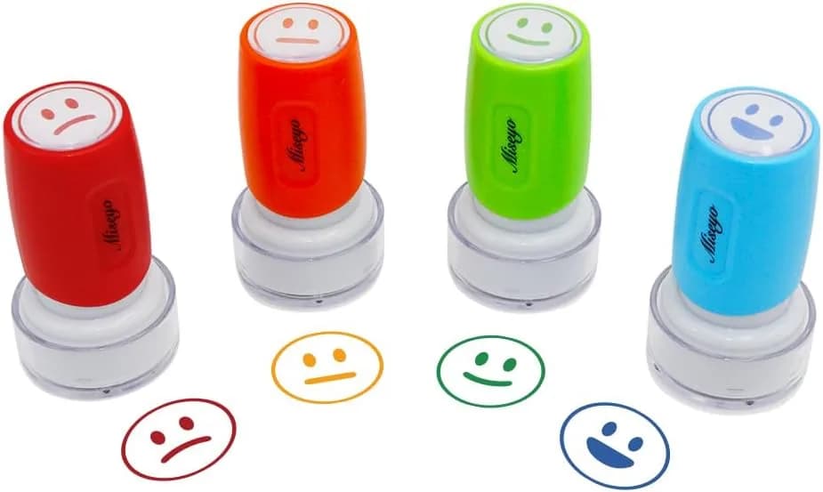 teacher smiley face stamps with caps, gallery view 5