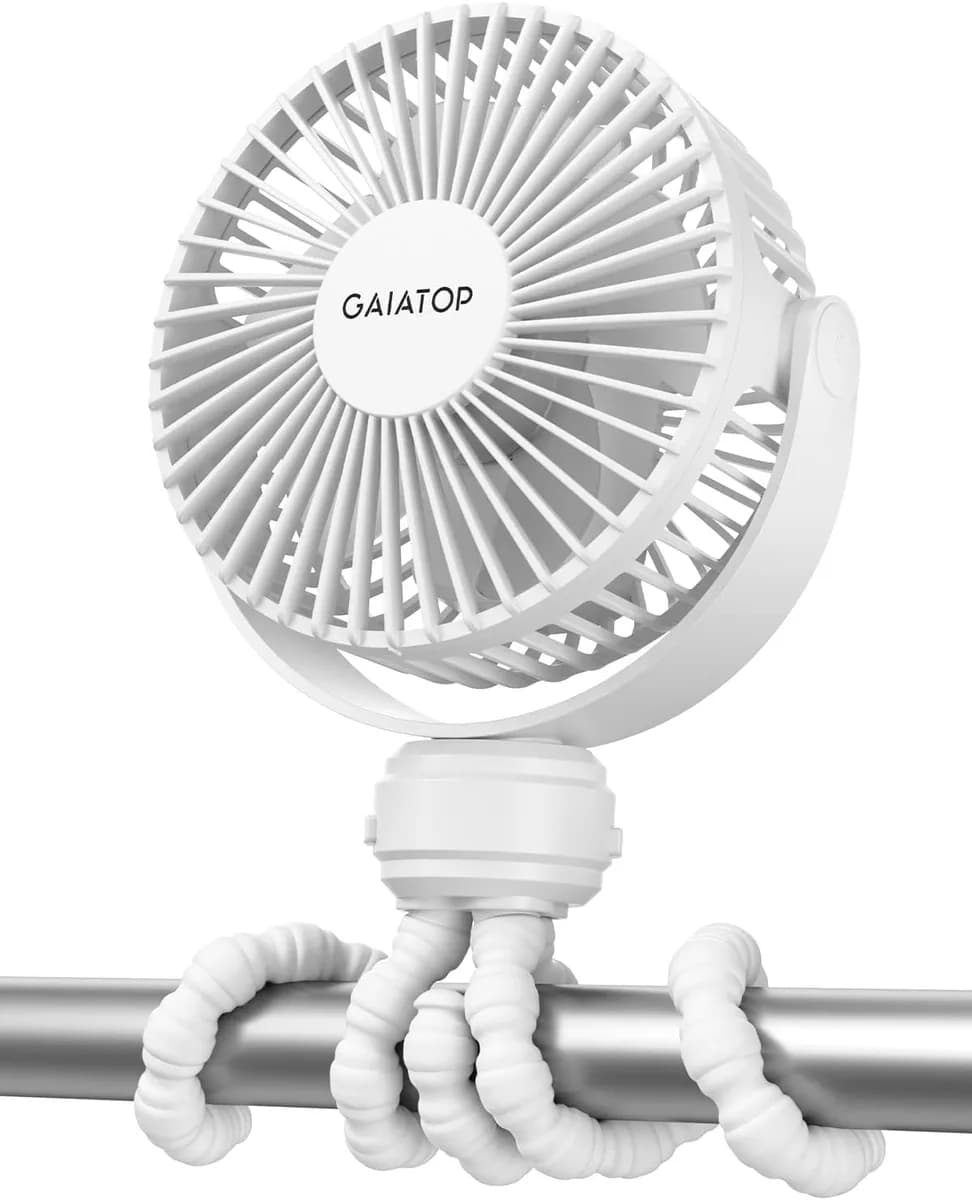clip-on stroller fan in white