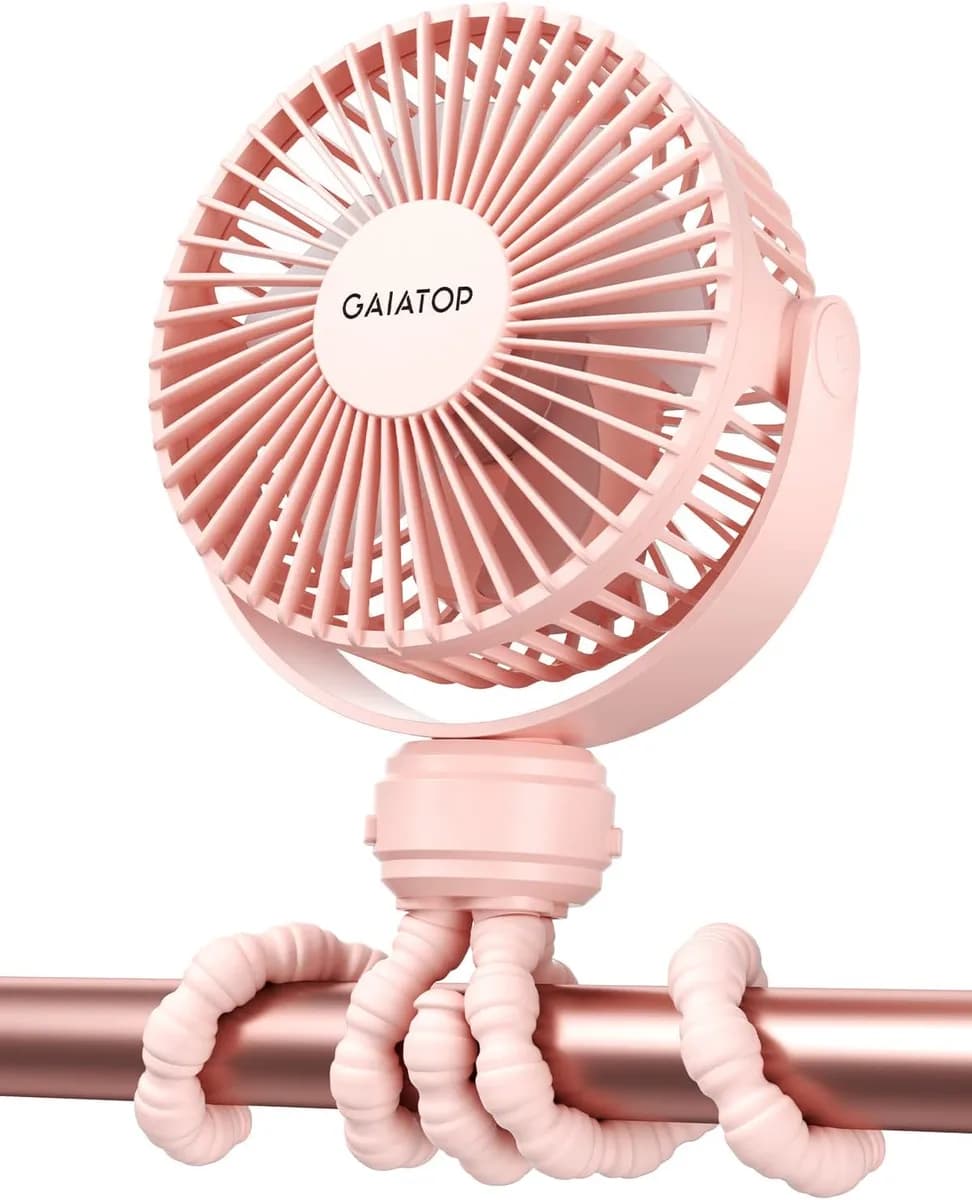 clip-on stroller fan in pink