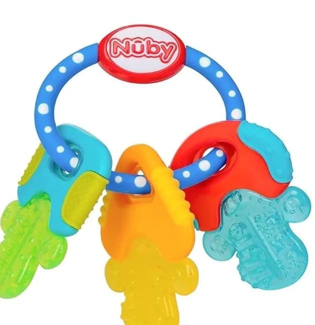 cooling gel teether keys hanging from the grip ring