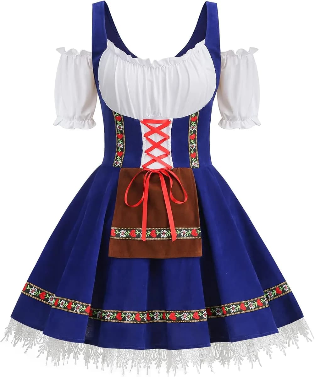 women's Oktoberfest dirndl dress costume in blue