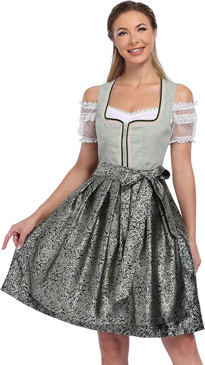 women's 3 piece dirndl dress in army green