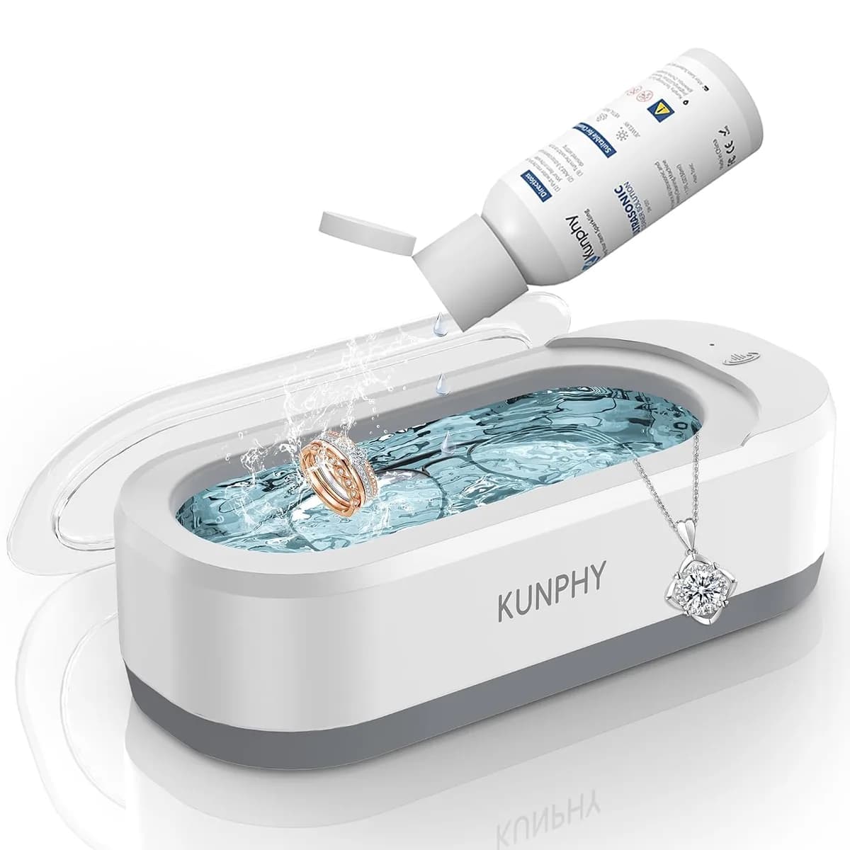 ultrasonic jewelry cleaner in white