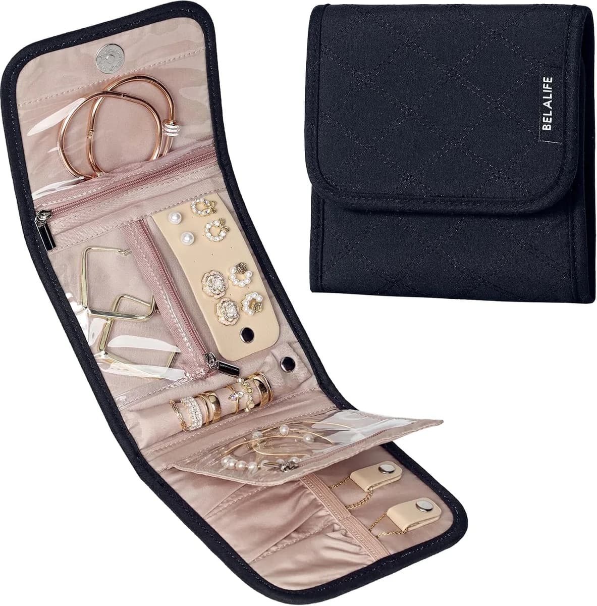 jewelry roll organizer in black