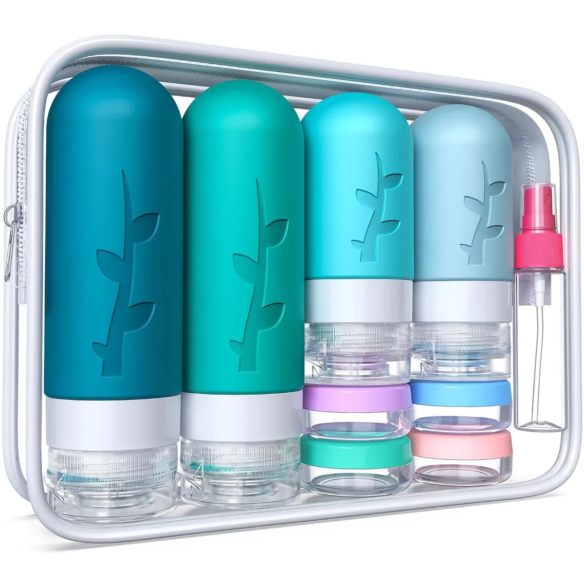 TSA approved travel bottles set in green