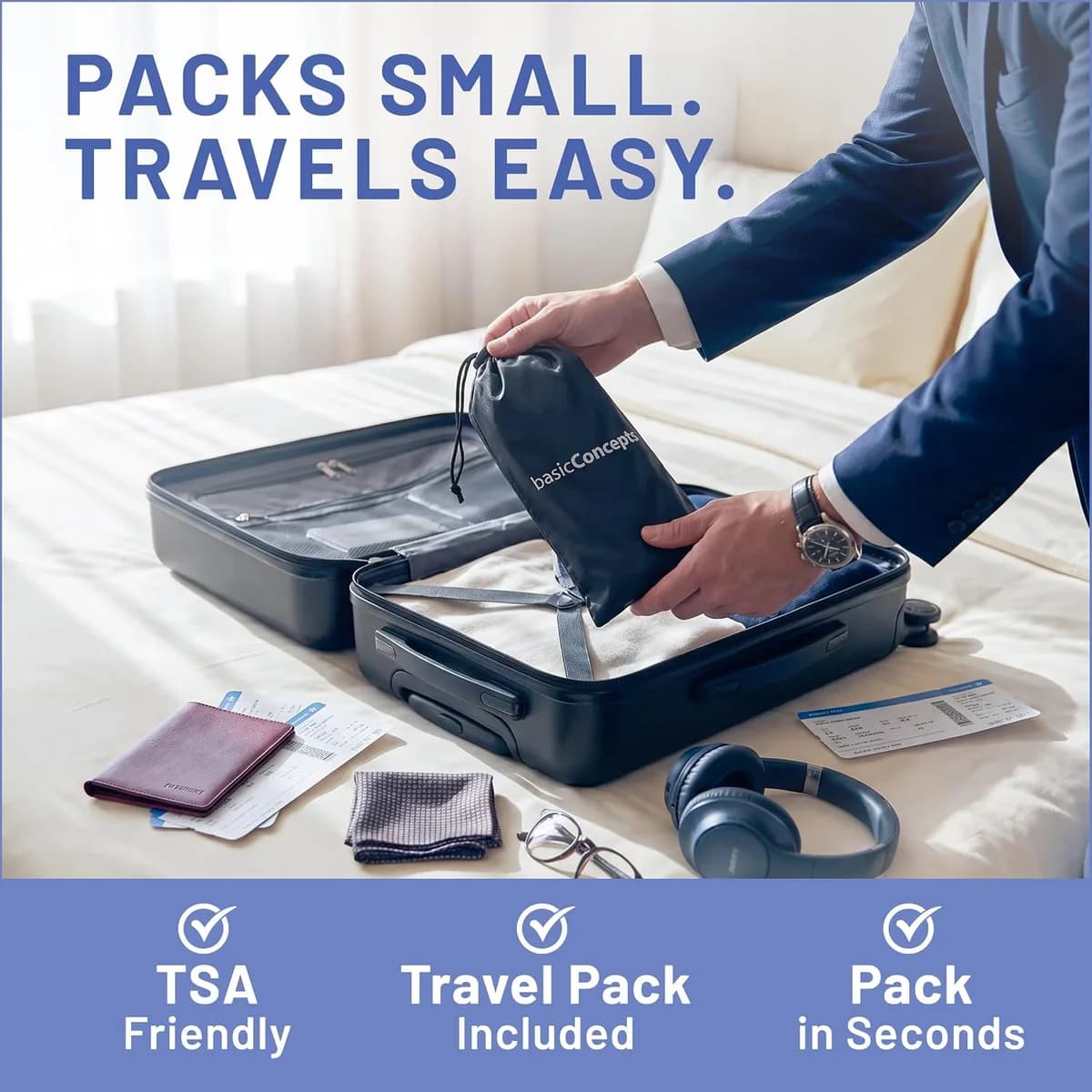airplane foot hammock packs small, product photo