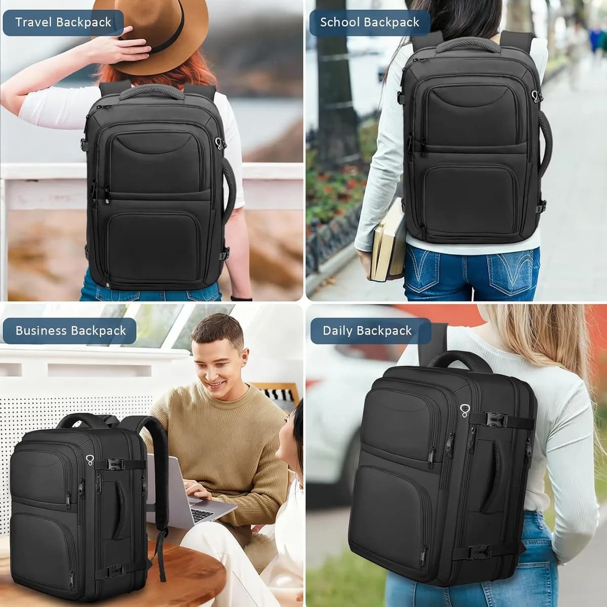 expandable carry-on travel backpack from every side