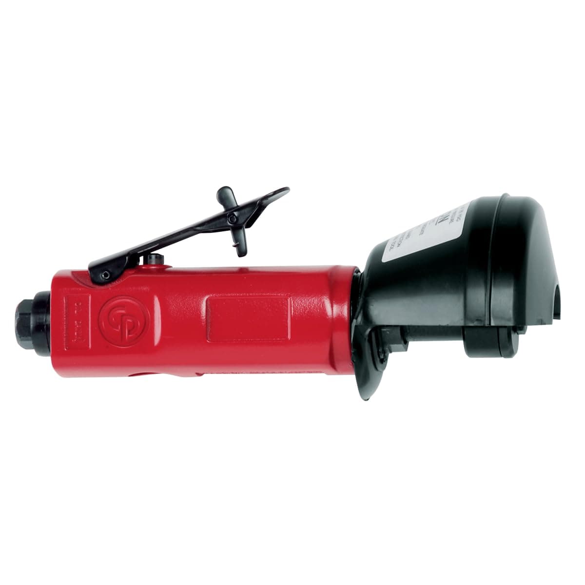 Red and black Chicago Pneumatic CP861 air cut off tool with safety lever and 3-inch cutting capacity.
