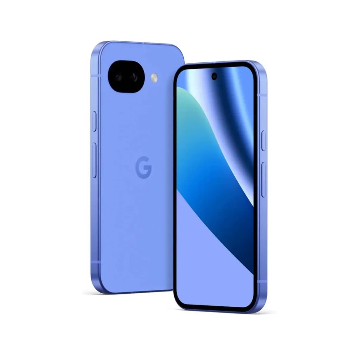 Lavender Google Pixel 10a 5G smartphone front and back view showcasing screen and dual cameras.