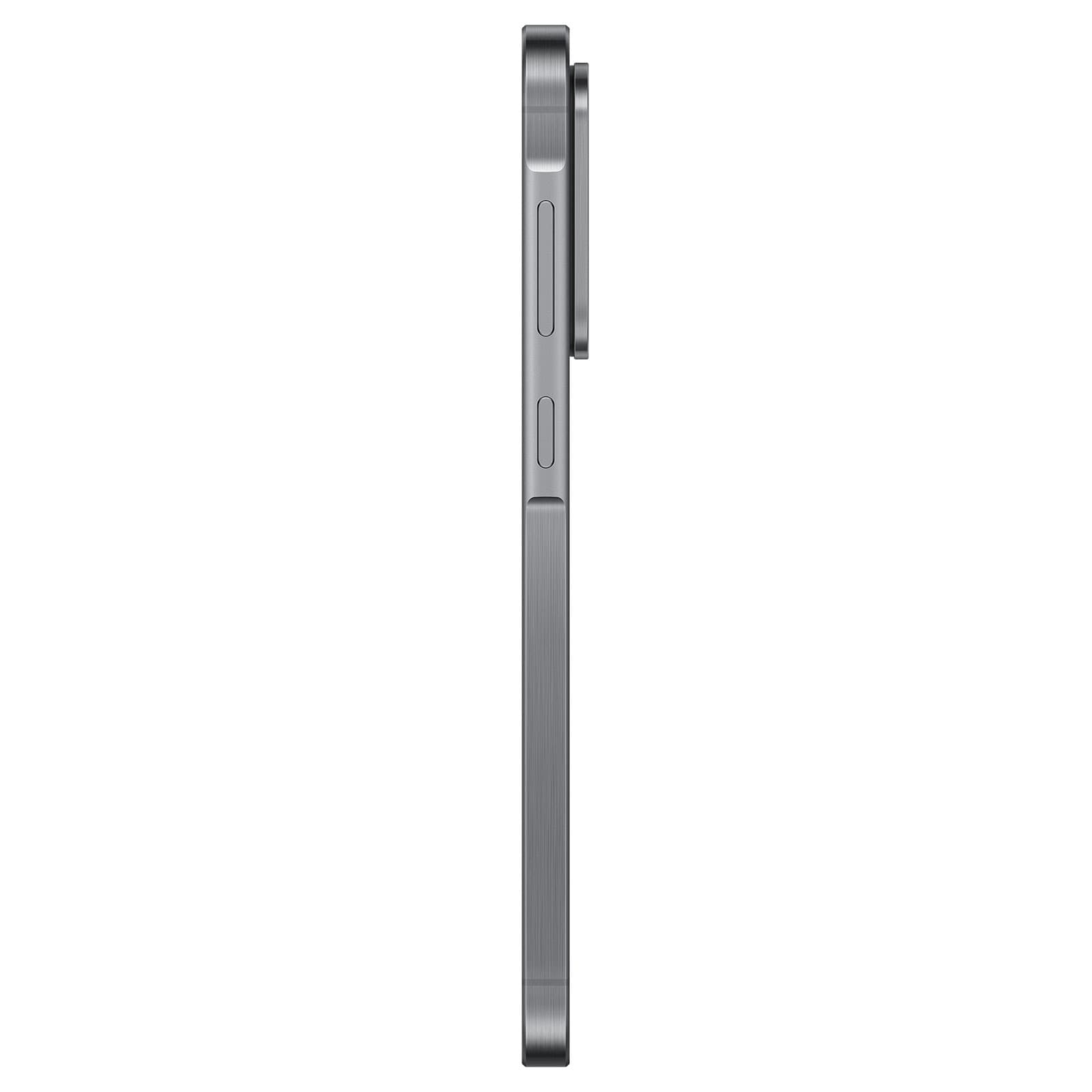 Side profile view of Samsung Galaxy A56 5G smartphone in graphite color showing volume and power buttons.